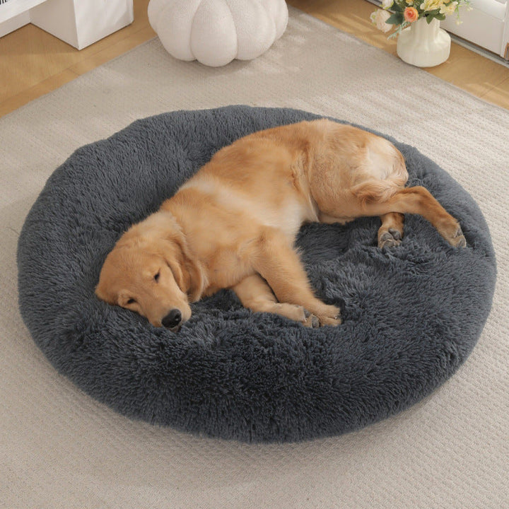 The Coziest Haven for Your Furry Friend: Pet Plush Round Warm Sleep Bed